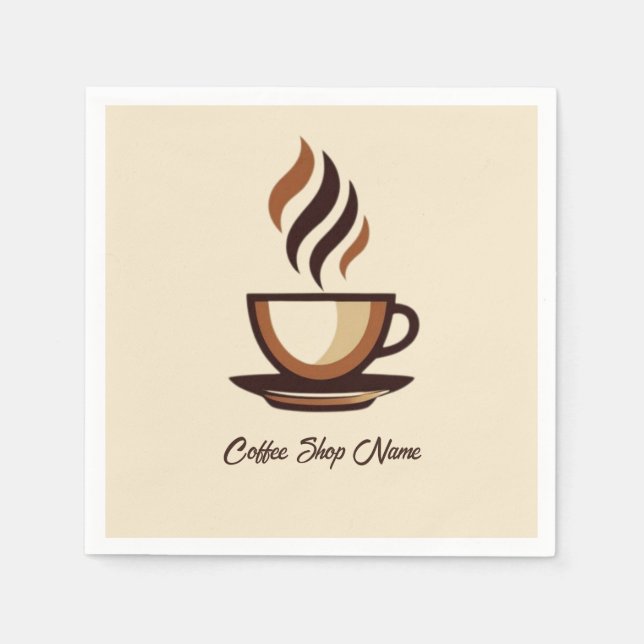 Minimalist Elegant Brown Coffee business logo shop Napkin (Front)
