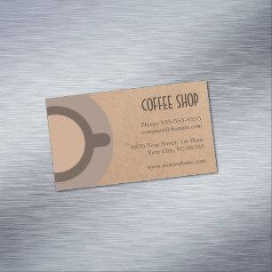 Minimalist Elegant Brown Coffee Shop Magnetic Business Card