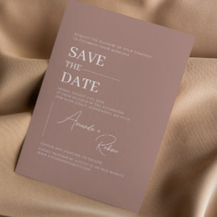 Minimalist Elegant Brown Save The Date