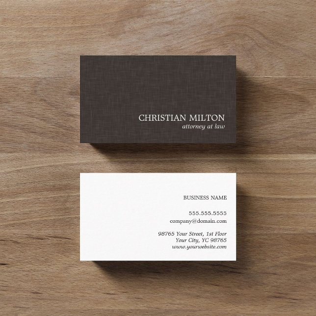Minimalist Elegant Brown White Attorney at Law Business Card (Creator Uploaded)