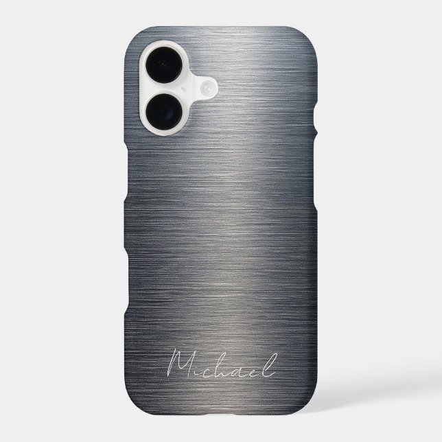 Minimalist Elegant Brushed Metal Silver Gray (Back)