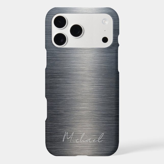 Minimalist Elegant Brushed Metal Silver Gray (Back)