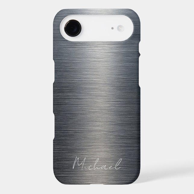 Minimalist Elegant Brushed Metal Silver Grey (Back)