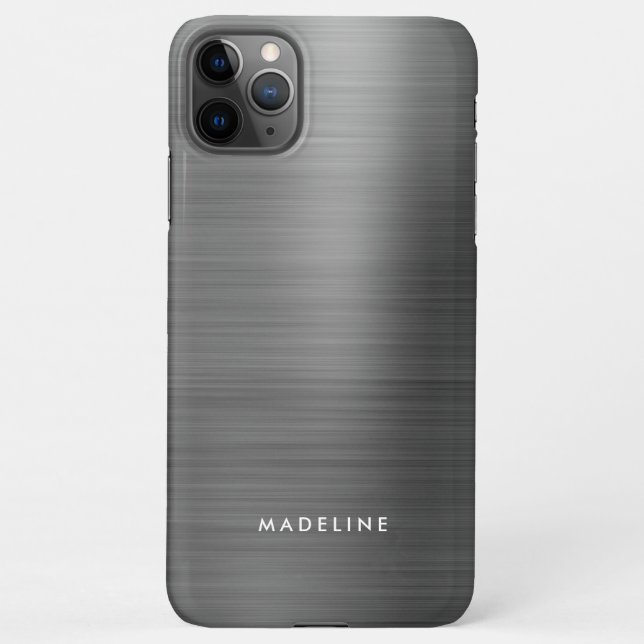 Minimalist Elegant Brushed Metal Silver Grey iPhone Case (Back)