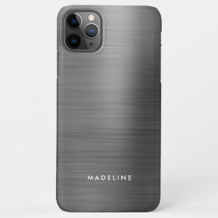 Minimalist Elegant Brushed Metal Silver Grey iPhone 11Pro Max Case