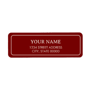 Minimalist Elegant Burgundy Red Return Address Label