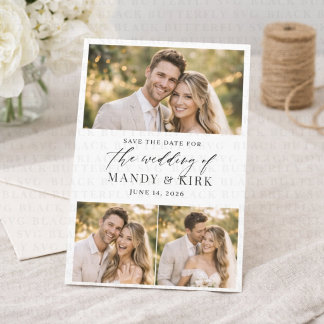 Minimalist Elegant Calligraphy Photo Save the Date Magnetic Invitation