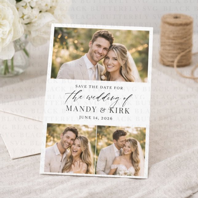 Minimalist Elegant Calligraphy Photo Save the Date Magnetic Invitation (save the date wedding announcement)