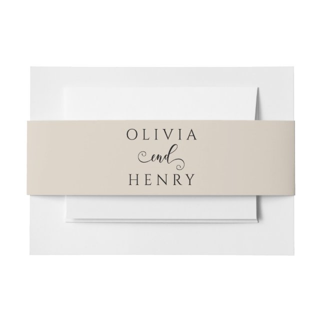 Minimalist Elegant Calligraphy Script Wedding  Invitation Belly Band (Front Example)