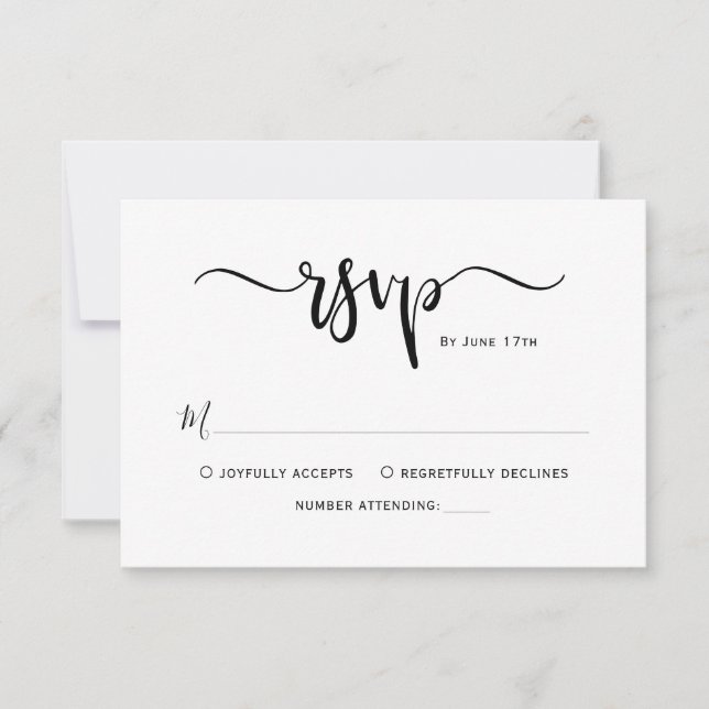 Minimalist Elegant Calligraphy Script Wedding RSVP (Front)