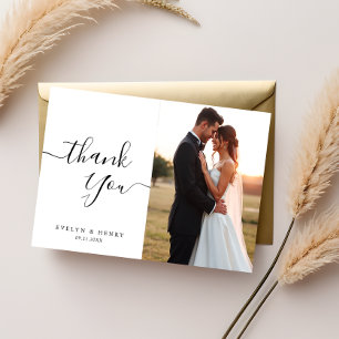 Minimalist Elegant Calligraphy Script Wedding Thank You Card