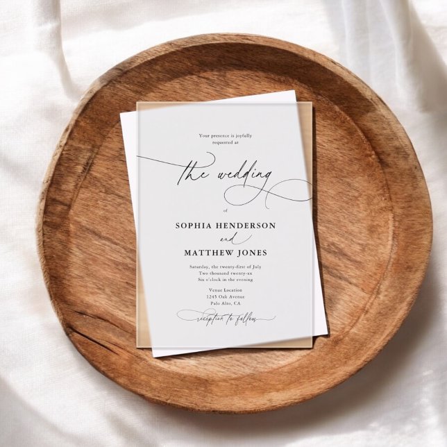 Minimalist Elegant Calligraphy Wedding Acrylic Invitations (Creator Uploaded)