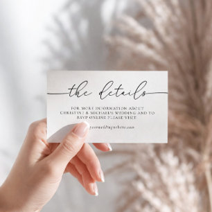 Minimalist Elegant Calligraphy Wedding Details Enclosure Card
