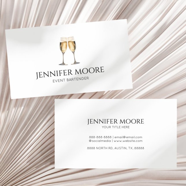 Minimalist Elegant Champagne Flute Glasses Custom  Business Card (Creator Uploaded)