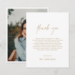 Minimalist Elegant Champagne Photo Modern Funeral Thank You Card