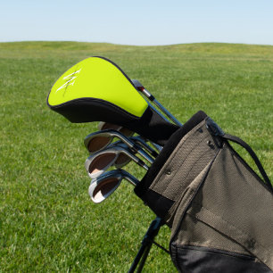 Minimalist Elegant Chartreuse Yellow Monogrammed Golf Head Cover