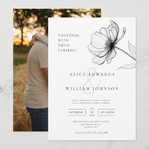 Minimalist Elegant Chic Floral Photo Wedding Invitation
