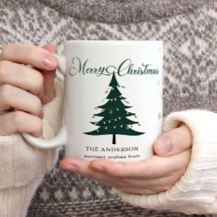Minimalist Elegant Christmas Tree Snowflakes  Mug