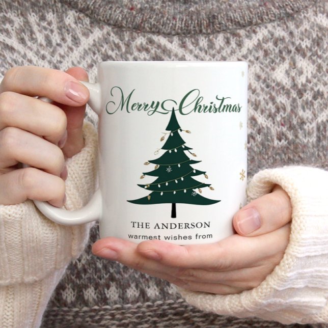 Minimalist Elegant Christmas Tree Snowflakes  Mug (Merry Christmas Mug)