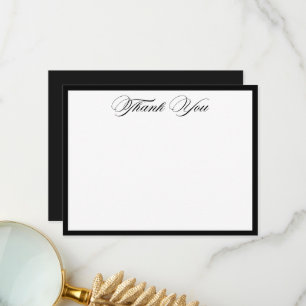 Minimalist Elegant Classic Black Border Thank You Card