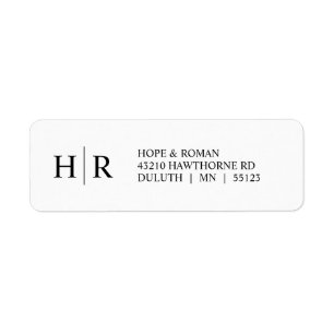 Minimalist Elegant Classic Black White Monogram Return Address Label
