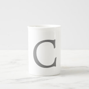 Minimalist Elegant Classical Monogram Initial Grey Bone China Mug