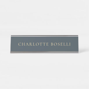 Minimalist Elegant Classical Professional Charcoal Desk Name Plate