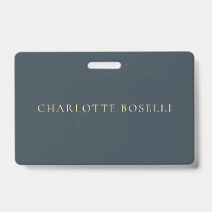Minimalist Elegant Classical Professional Charcoal ID Badge