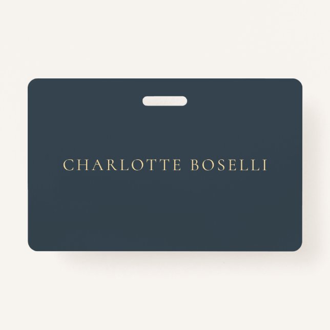 Minimalist Elegant Classical Professional Charcoal ID Badge (Front)