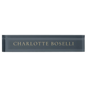 Minimalist Elegant Classical Professional Charcoal Nameplate