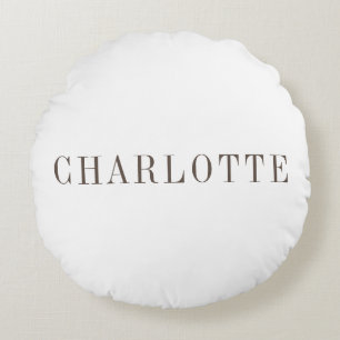 Minimalist Elegant Classical Professional Name Round Cushion