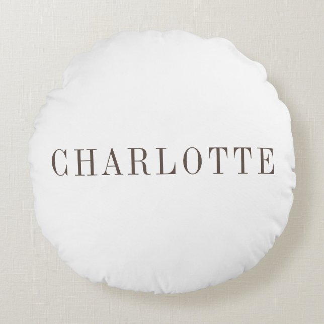 Minimalist Elegant Classical Professional Name Round Cushion (Front)