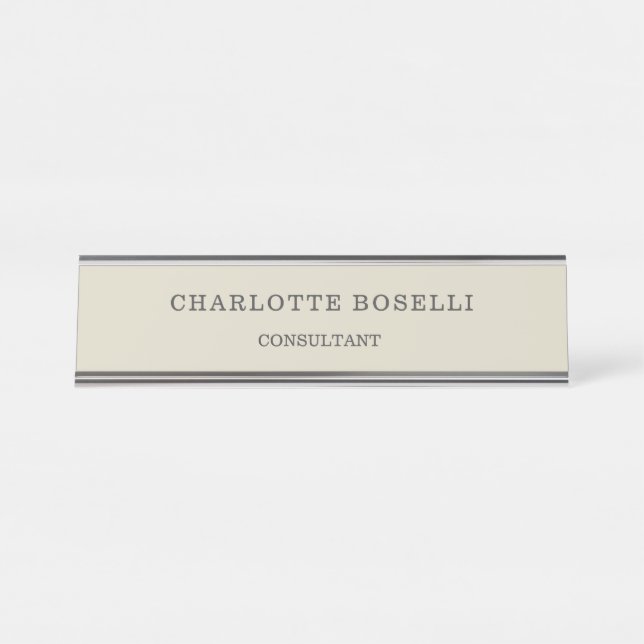 Minimalist Elegant Classical Professional Simple Desk Name Plate (Front)