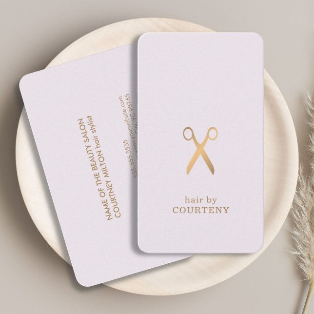 Minimalist Elegant Clean Faux Gold Hair Stylist Business Card (Creator Uploaded)