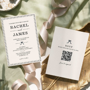 Minimalist Elegant Coquette Wedding QR RSVP Invitation