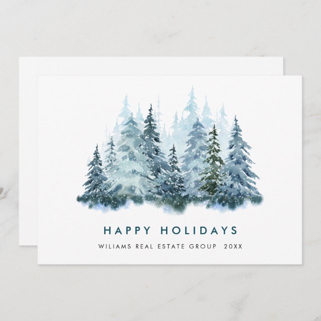 Minimalist Elegant Corporate Christmas Greeting Holiday Card (Front/Back)