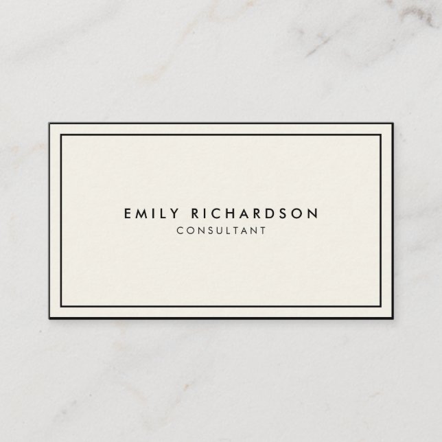 Minimalist elegant cream and black professional business card (Front)