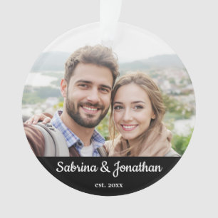 Minimalist Elegant Custom Couple Photo Christmas Ornament