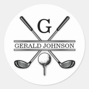 Minimalist Elegant Custom Golf Monogram Classic Ro Round Sticker