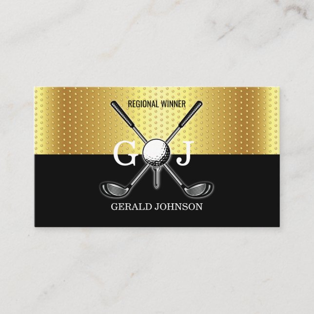 Minimalist Elegant Custom Golf Monogram Design Business Card (Front)