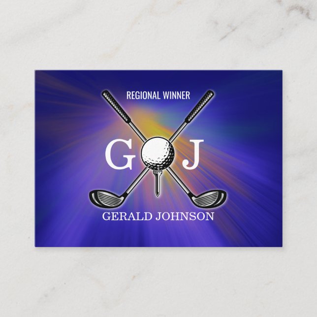 Minimalist Elegant Custom Golf Monogram Design Business Card (Front)