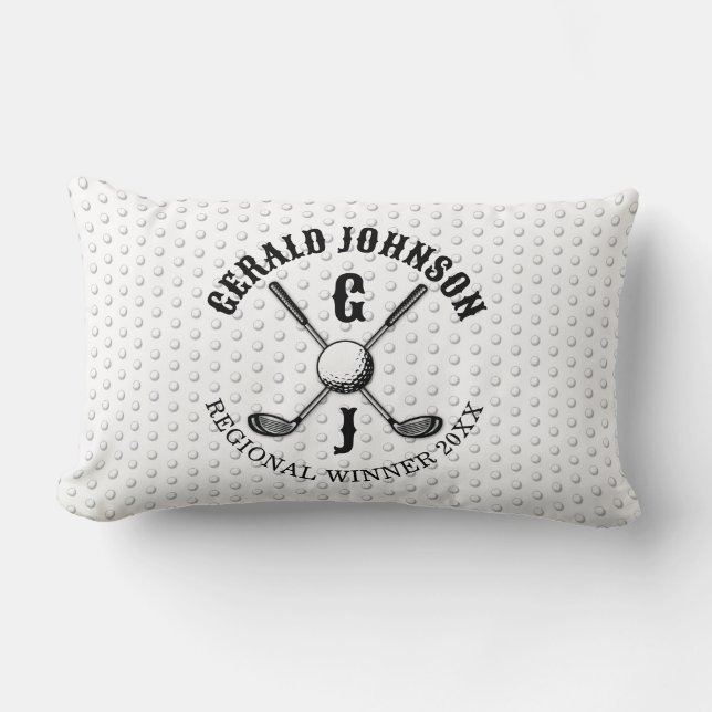 Minimalist Elegant Custom Golf Monogram Design Lumbar Cushion (Front)