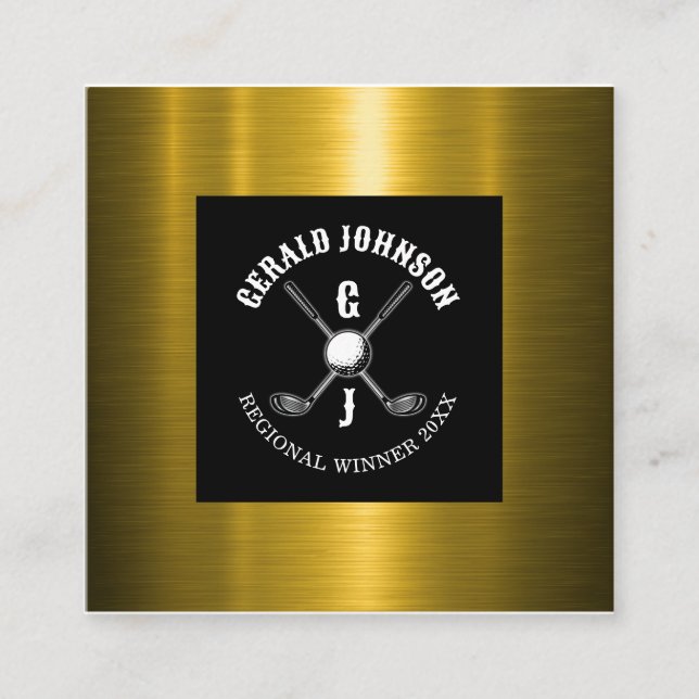 Minimalist Elegant Custom Golf Monogram Design Square Business Card (Front)