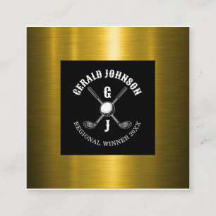 Minimalist Elegant Custom Golf Monogram Design Square Business Card