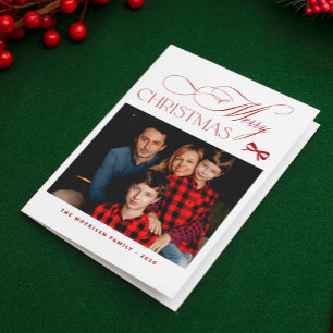 Minimalist elegant custom photo Merry Christmas Holiday Card