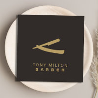 Minimalist Elegant Dark Faux Gold Razor Barber