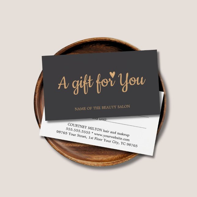 Minimalist Elegant Dark Grey Golden Salon Gift (Creator Uploaded)