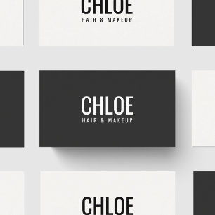 Minimalist Elegant Dark Grey White Bold Beauty Business Card