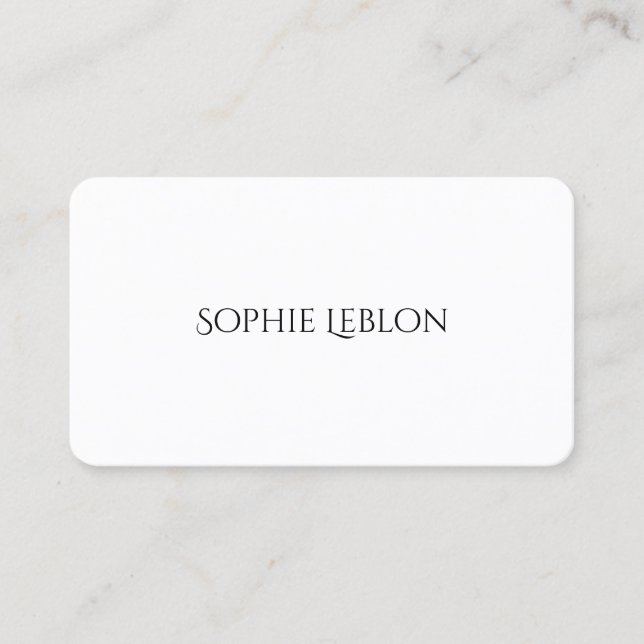 minimalist elegant decorative font style white business card (Front)
