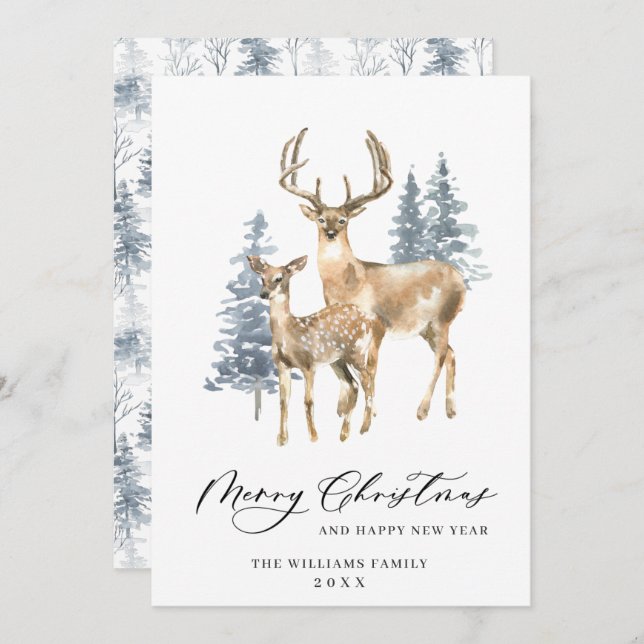 Minimalist Elegant Deer Christmas Tree Holiday Car (Front/Back)